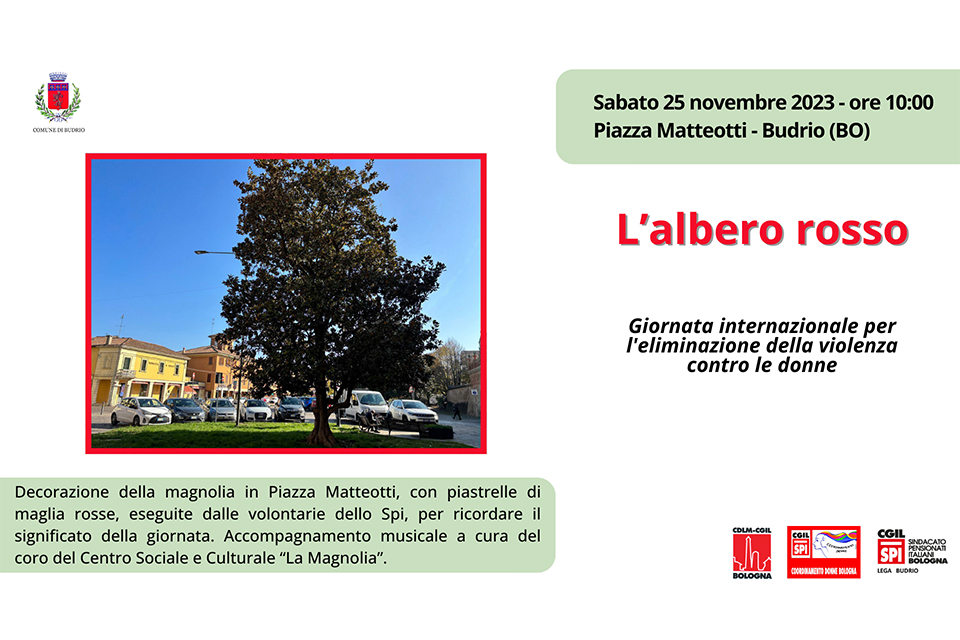 L’albero rosso, decorazione a piazza Matteotti